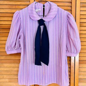 Vintage 80's Joelle Silky Blouse  with collar tie (removeable) size 9/10